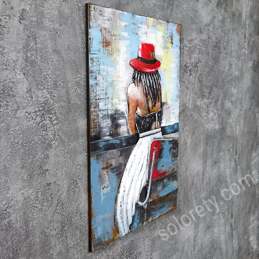 Quadro 3D in metallo, Ragazza Solitaria, 80x120 cm - Webshop di..