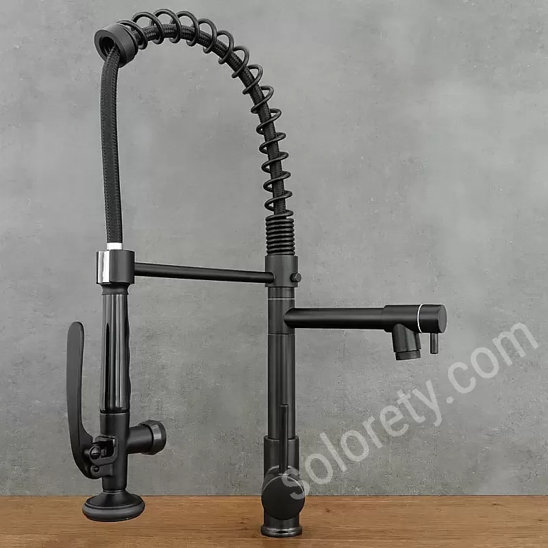 Kitchen Sink Mixer Faucet with Pull Out Sprayer, 360 Swivel Brass